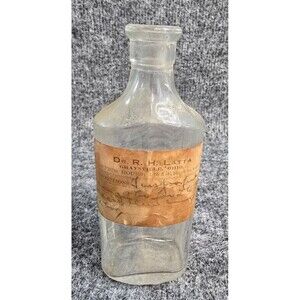 Vintage Pharmacy Bottle Medicine Dr RH Latta Graysville OH Label on Front Owens